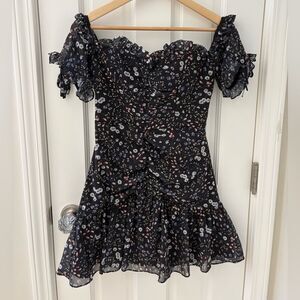 La Maison Talulah Floral Haven Off Shoulder Mini Dress Size XS Coquette Girl